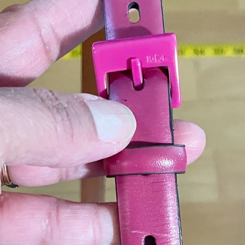 Magenta, Fuchsia Pink Lauren Ralph Lauren Skinny Genuine Cowhide Belt